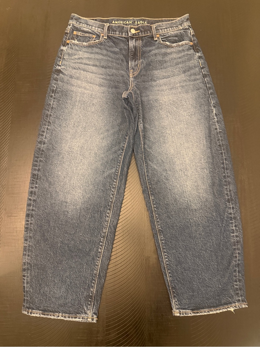 American Eagle Outfitters AE Dark Wash Stretch Barrel Jeans Women Size 8